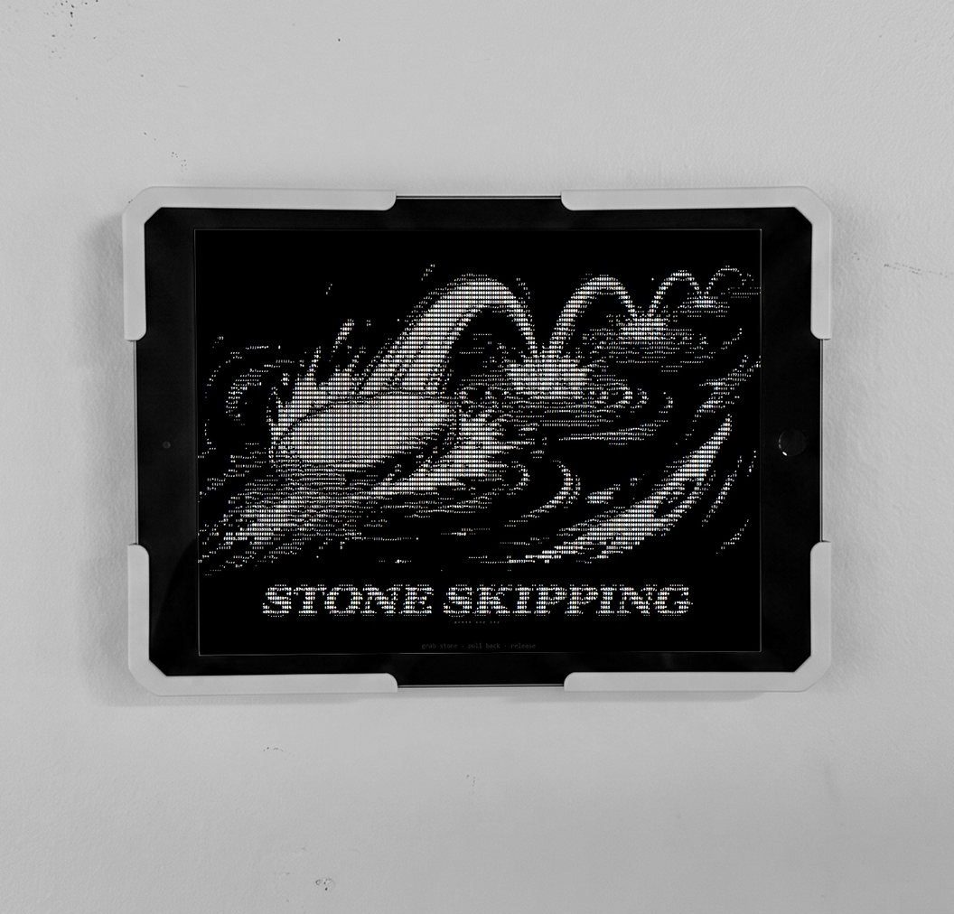 Stone Skipping title screen in ASCII